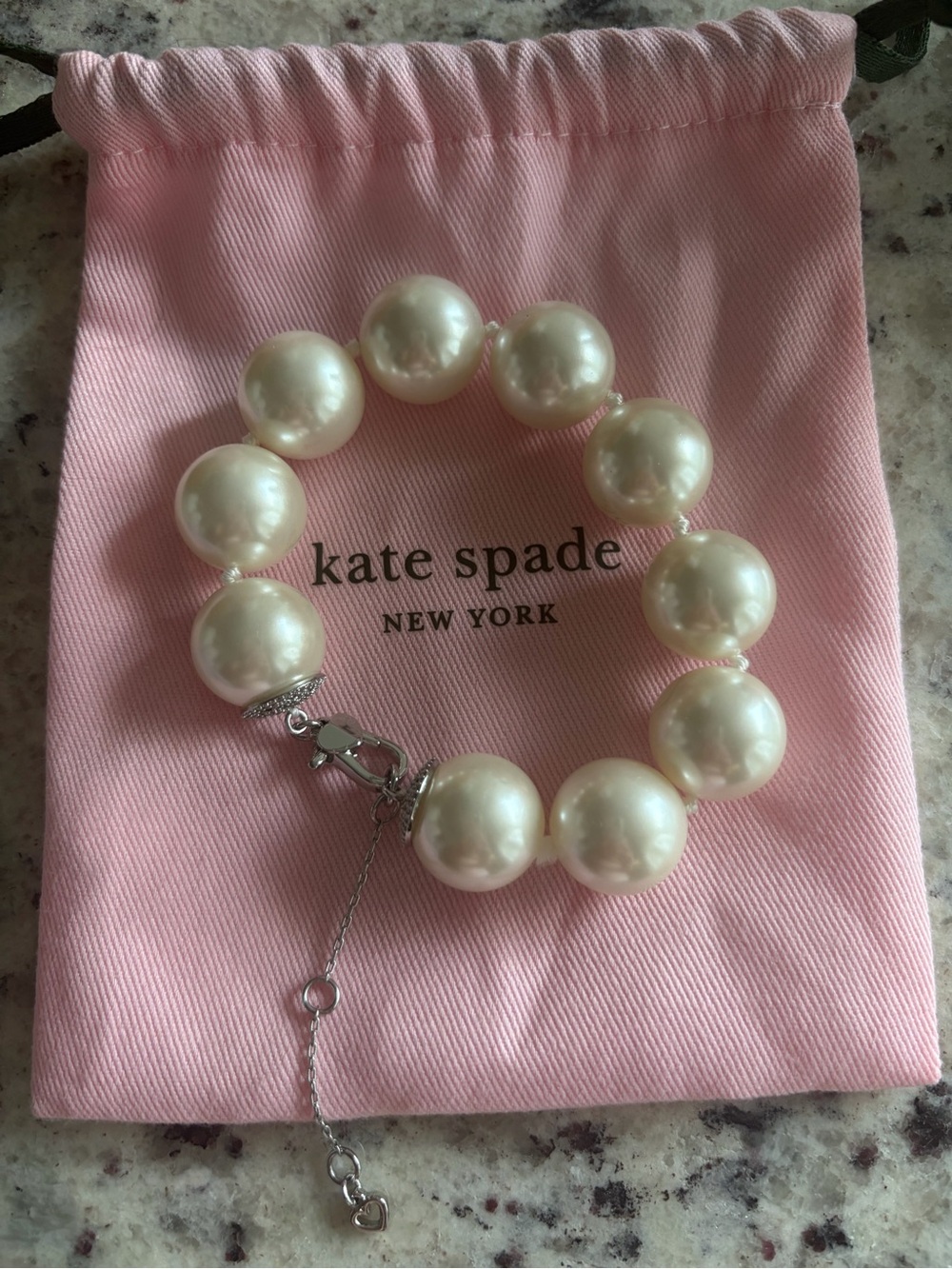 kate spade Pearl Bracelet in Cream with Silver Accents